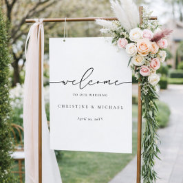 Poster Sinal de Boas-Vindas de Casamento com Letra Elegan