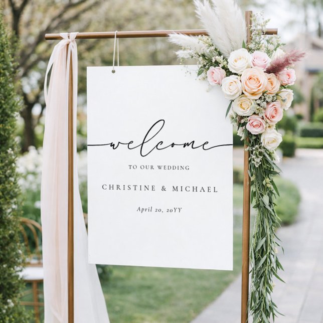 Poster Sinal de Boas-Vindas de Casamento com Letra Elegan (Criador carregado)