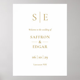 Poster Sinal de Boas-Vindas de Casamento com Monograma de