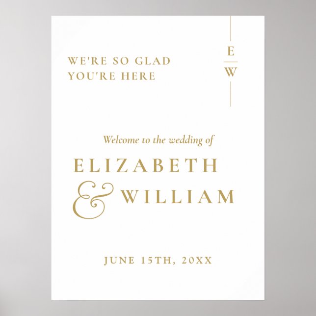 Poster Sinal de Boas-Vindas de Casamento com Monograma El (Frente)