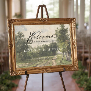 Poster Sinal de Boas-Vindas de Casamento com Pintura de P