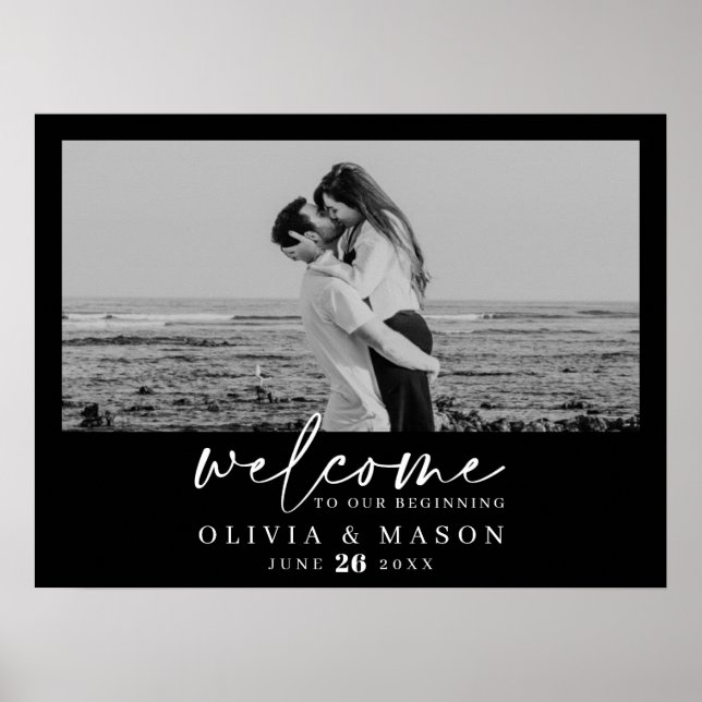 Poster Sinal de Boas-Vindas de Casamento com Rótulo de Le (Frente)