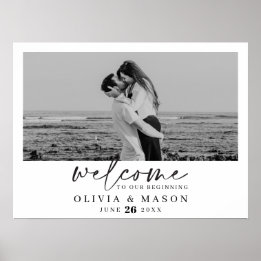 Poster Sinal de Boas-Vindas de Casamento com Rótulo Moder