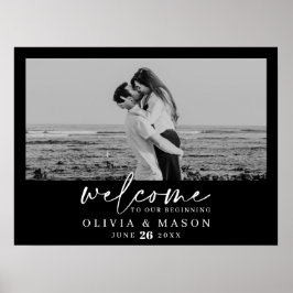 Poster Sinal de Boas-Vindas de Casamento com Rótulo Moder