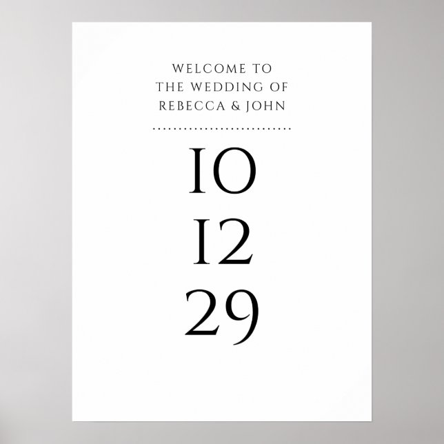Poster Sinal de Boas-Vindas de Casamento de Data Especial (Frente)