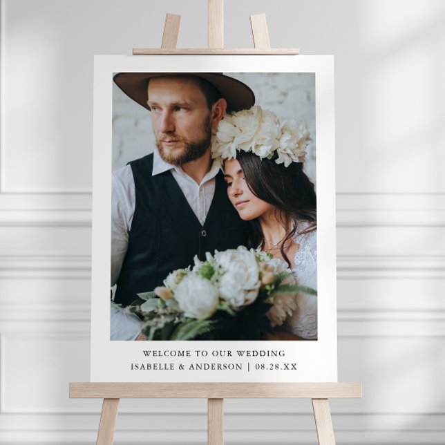Poster Sinal de boas-vindas de casamento de fotos minimo  (Criador carregado)