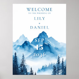 Poster Sinal de Boas-Vindas de Casamento de Montanha Aqua