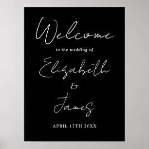 Poster Sinal de Boas-Vindas de Casamento de Script Chic P