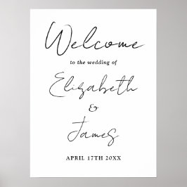 Poster Sinal de Boas-Vindas de Casamento de Script Preto 