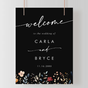 Poster Sinal de Boas-Vindas de Casamento DIY Flor Silvest