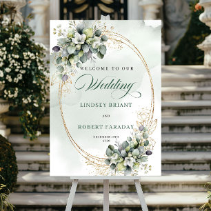 Poster Sinal de Boas-Vindas de Casamento Dourado de Eucal