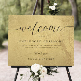 Poster Sinal de boas-vindas de casamento Dourado e preto