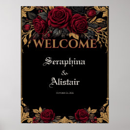 Poster Sinal de Boas-Vindas de Casamento Elegante Dark Go