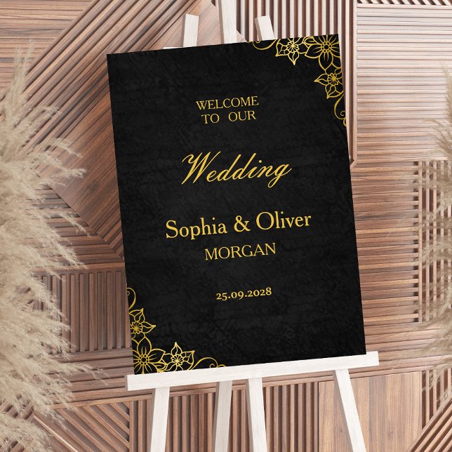 Poster Sinal de Boas-Vindas de Casamento Elegante Gótico  (Criador carregado)