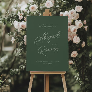 Poster Sinal de Boas-Vindas de Casamento Elegante Verde F