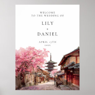 Poster Sinal de Boas-Vindas de Casamento em Kyoto Japão