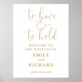 Poster Sinal de Boas-Vindas de Casamento em Ouro Have And