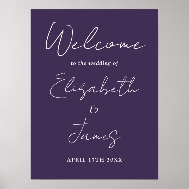 Poster Sinal de Boas-Vindas de Casamento em Script Minima (Frente)