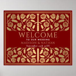Poster Sinal de Boas-Vindas de Casamento Espada Real Esca