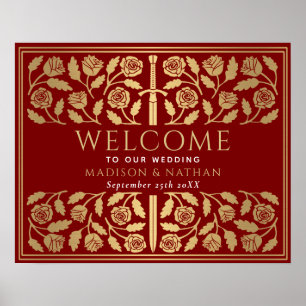 Poster Sinal de Boas-Vindas de Casamento Espada Real Esca