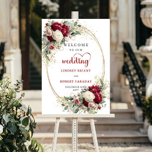 Poster Sinal de Boas-Vindas de Casamento Floral Botânico