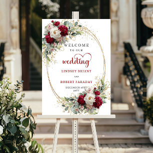 Poster Sinal de Boas-Vindas de Casamento Floral de Luxo c
