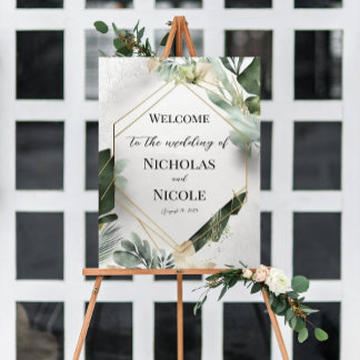 Poster Sinal de Boas-vindas de Casamento Floral Modelo