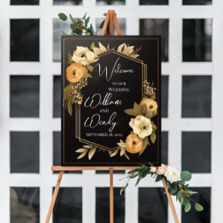 Poster Sinal de Boas-vindas de Casamento Floral Modelo