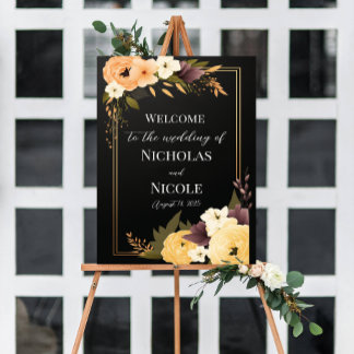Poster Sinal de Boas-vindas de Casamento Floral Modelo