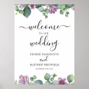 Poster Sinal de Boas-Vindas de Casamento Floral Moderno d
