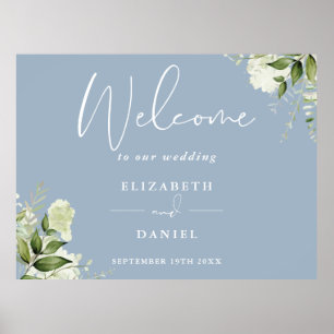 Poster Sinal de Boas-Vindas de Casamento Floral Verde Poe