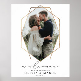Poster Sinal de Boas-Vindas de Casamento Geométrico Doura