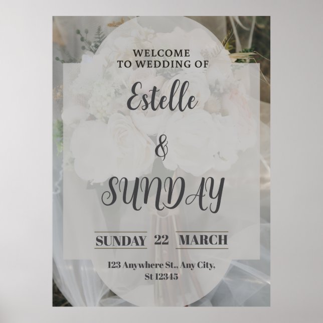 Poster Sinal de Boas-Vindas de Casamento Minimalista Eleg (Frente)