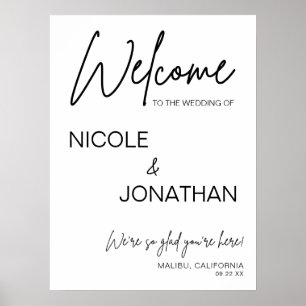 Poster Sinal de Boas-Vindas de Casamento Moderno Imprimív