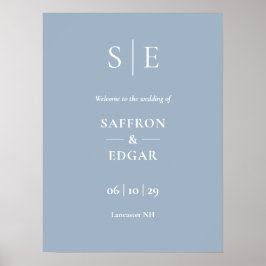 Poster Sinal de Boas-Vindas de Casamento Monograma Elegan
