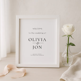 Poster Sinal de Boas-Vindas de Casamento Preto e Branco I