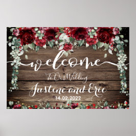 Poster Sinal de Boas-Vindas de Casamento Red Peony Epipha