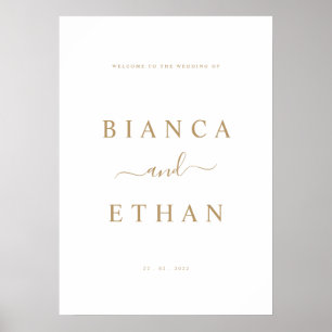 Poster Sinal de boas-vindas de casamento simples Branco