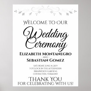 Poster Sinal de Boas-Vindas de Casamento Simples e Elegan