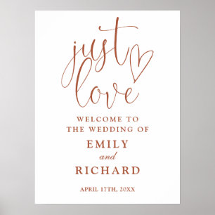 Poster Sinal de Boas-Vindas de Casamento Terracota Just L