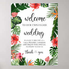 Poster Sinal de boas-vindas de casamento tropical desplug