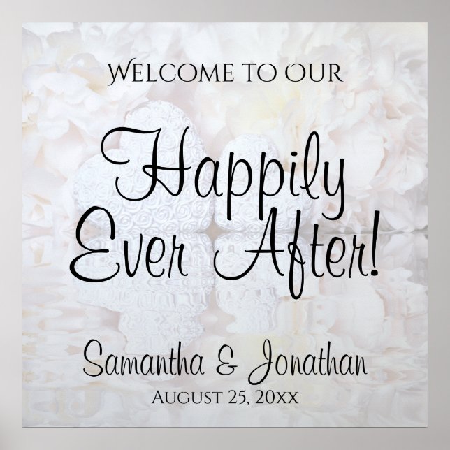Poster Sinal de Boas-Vindas de Casamento White Reflection (Frente)