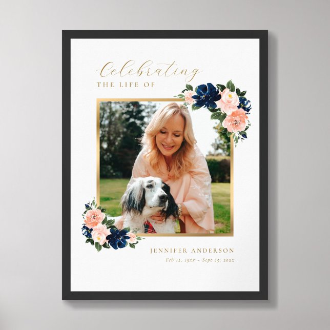 Poster Sinal de Boas-Vindas de Celebração de Vida com Fot (Framed)
