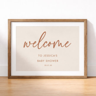 Poster Sinal de Boas-Vindas de Chá de Bebê Boho Terracota