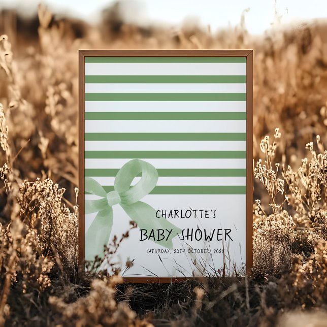 Poster Sinal de Boas-Vindas de Chá de Bebê com Arco Verde (Criador carregado)