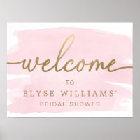 Sinal de Boas-Vindas de Chá de Noiva com Aquarela 