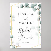 Sinal de Boas-Vindas de Chá de Noiva com Folhagem