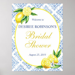 Poster Sinal de Boas-Vindas de Chá de Noiva de Limão Azul
