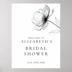 Poster Sinal de Boas-Vindas de Chá de Noiva Floral Chic M