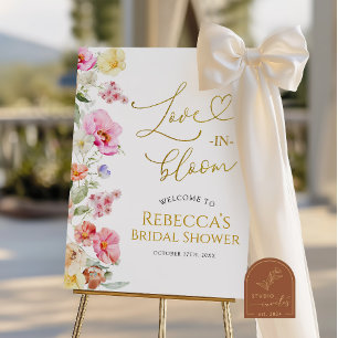 Poster Sinal de Boas-Vindas de Chá de Noiva Floral Colori